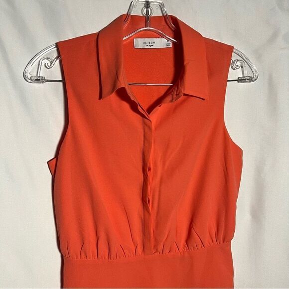 Ali & Jay Los Angeles Coral Sleeveless Collared High-Lo Fit & Flare Dress S - Picture 2 of 14